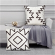 17 x 17 Inch Square Cotton Accent Throw Pillows- Aztec Embroidery- Set of 2