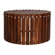 Myla 31 Inch Handcrafted Round Coffee Table with Vertical Planks- Iron Rivets