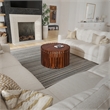 Myla 31 Inch Handcrafted Round Coffee Table with Vertical Planks- Iron Rivets