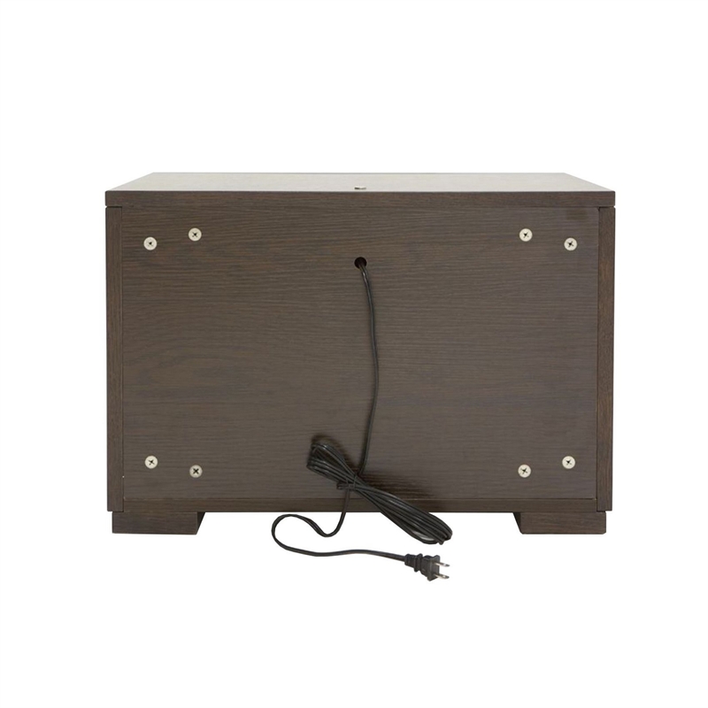 Wooden Nightstand with Two Drawer and Open Shelf- Dark Brown