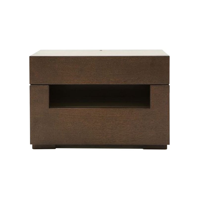 Wooden Nightstand with Two Drawer and Open Shelf- Dark Brown