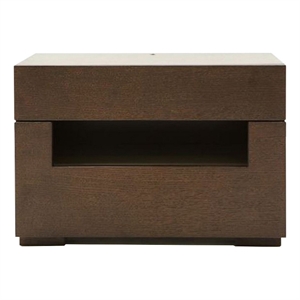 Wooden Nightstand with Two Drawer and Open Shelf- Dark Brown