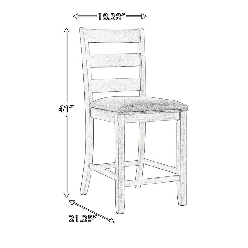 Myra Barstool Chair Set of 2 - Padded Seats and Ladderbacks - Dual Tone