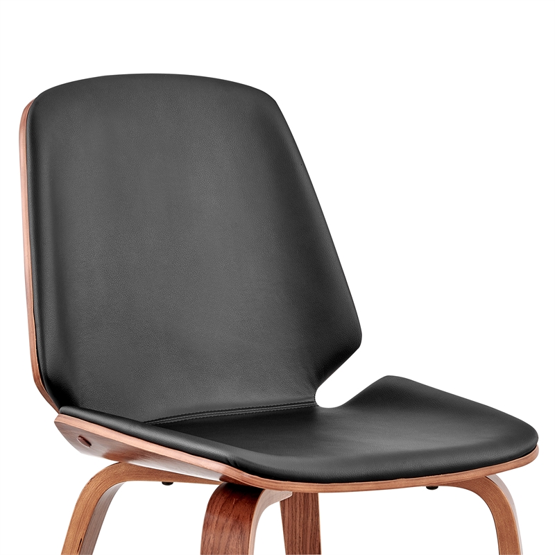 Leatherette Dining Chair with Slightly Curved Seat- Black