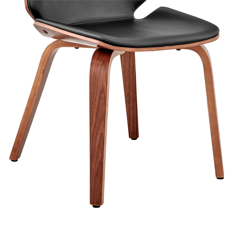 Leatherette Dining Chair with Slightly Curved Seat- Black