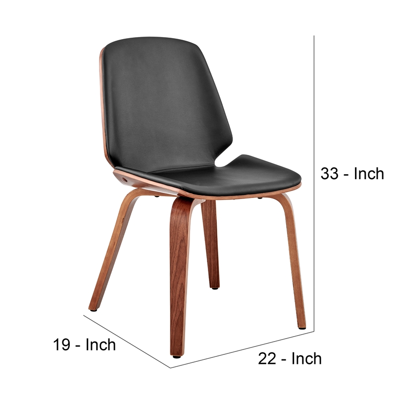 Leatherette Dining Chair with Slightly Curved Seat- Black