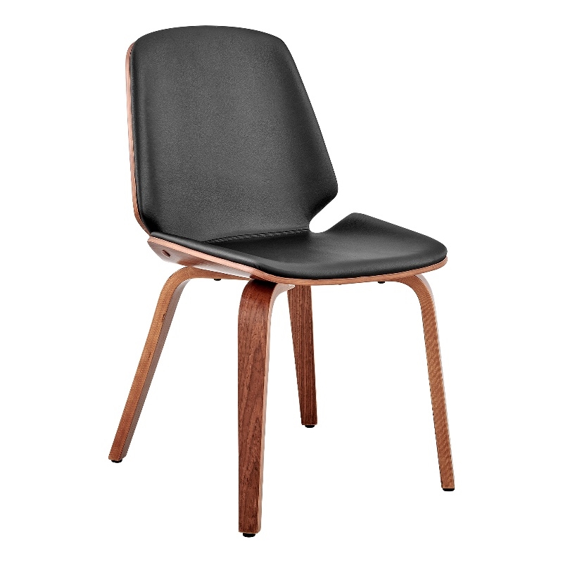 Leatherette Dining Chair with Slightly Curved Seat- Black