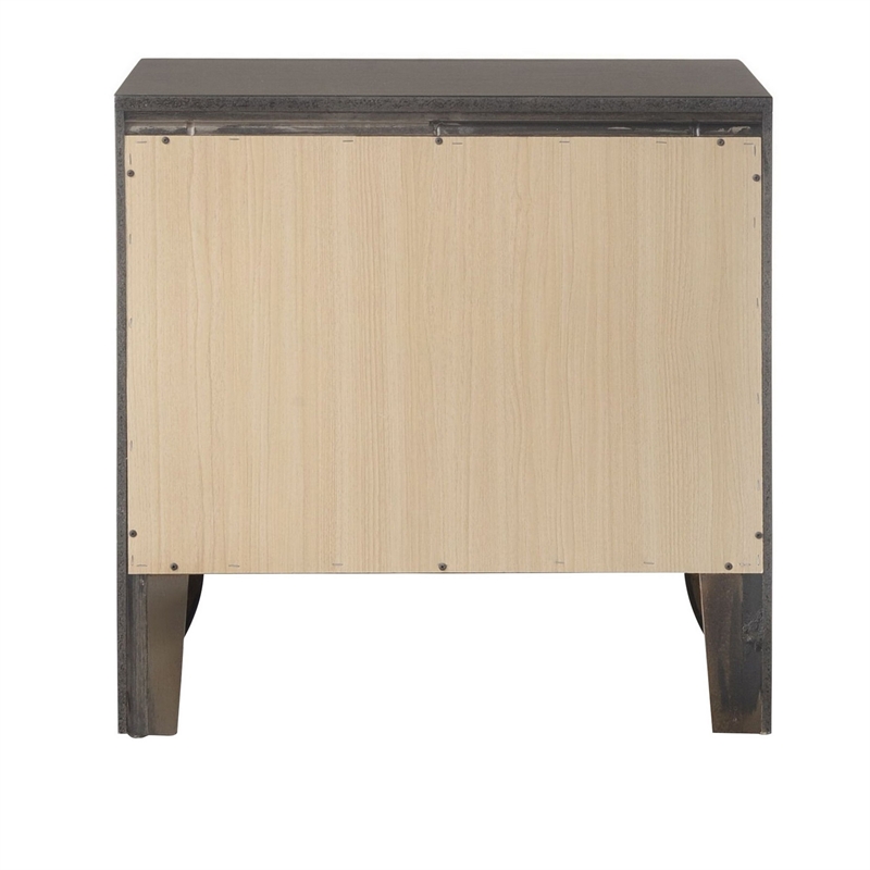 Wooden Nightstand with Bevel Drawer Front- Gray