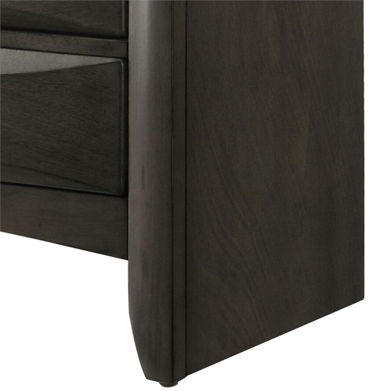 Wooden Nightstand with Bevel Drawer Front- Gray