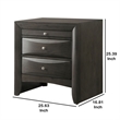 Wooden Nightstand with Bevel Drawer Front- Gray