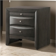 Wooden Nightstand with Bevel Drawer Front- Gray