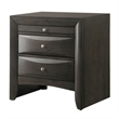 Wooden Nightstand with Bevel Drawer Front- Gray
