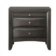 Wooden Nightstand with Bevel Drawer Front- Gray