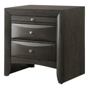 Wooden Nightstand with Bevel Drawer Front- Gray