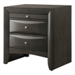 Wooden Nightstand with Bevel Drawer Front- Gray