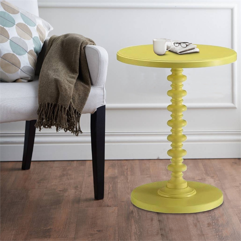 Astonishing Side Table With Round Top- Yellow
