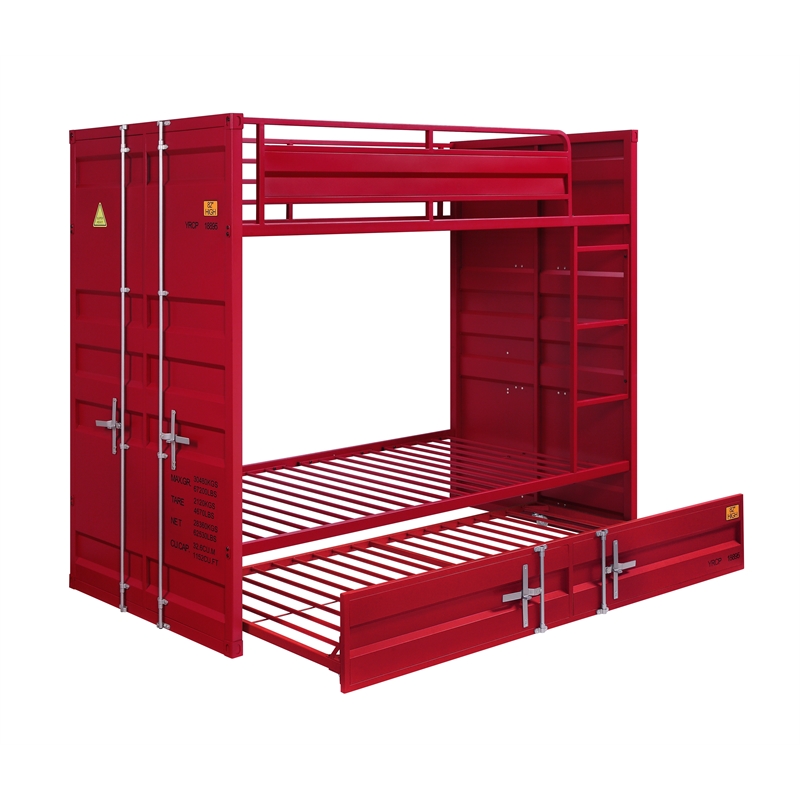 Metal Base Twin Turdle with Slat System and Cremon Bolts- Red