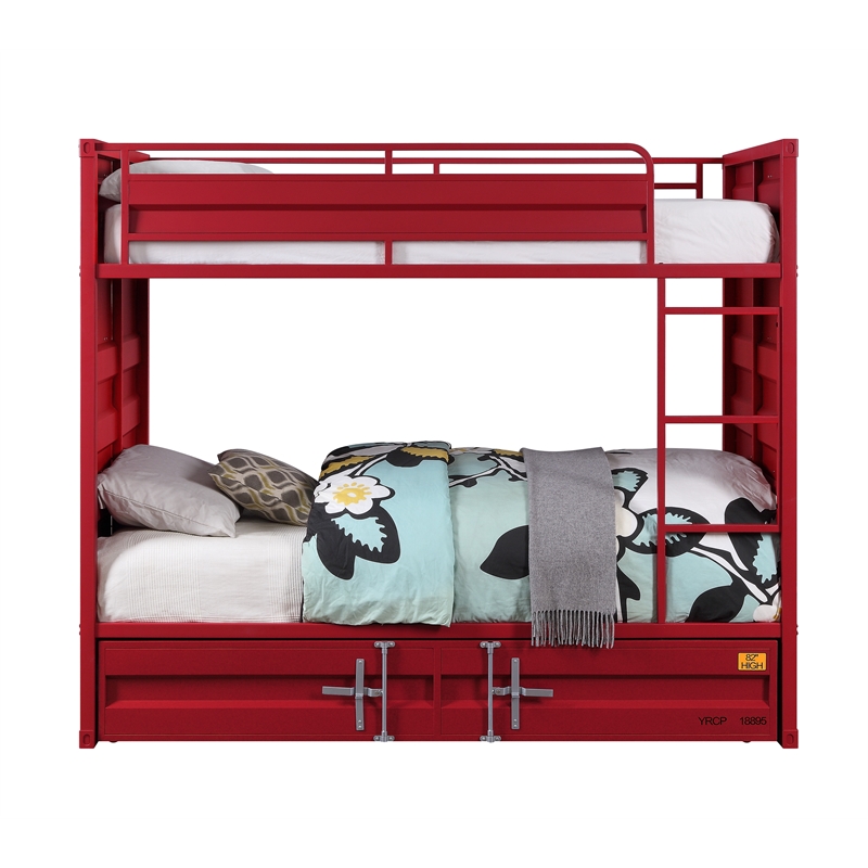 Metal Base Twin Turdle with Slat System and Cremon Bolts- Red