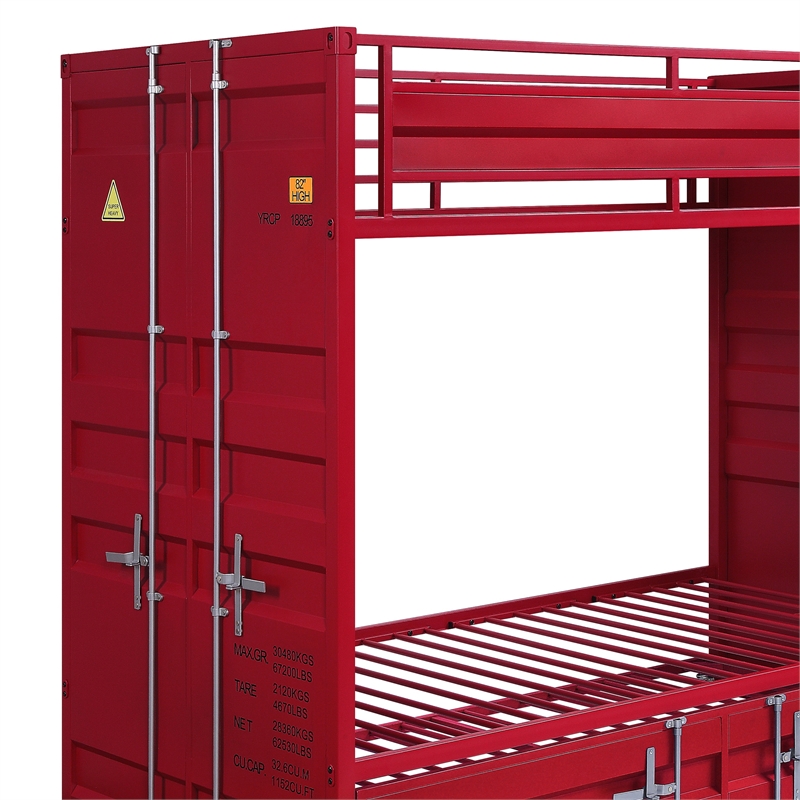 Metal Base Twin Turdle with Slat System and Cremon Bolts- Red