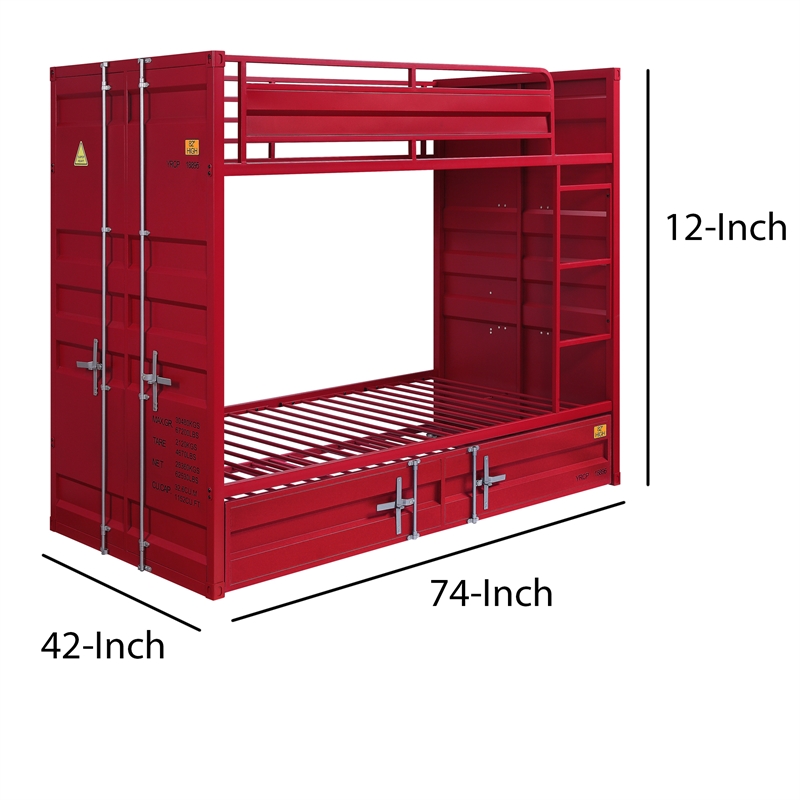 Metal Base Twin Turdle with Slat System and Cremon Bolts- Red