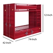 Metal Base Twin Turdle with Slat System and Cremon Bolts- Red