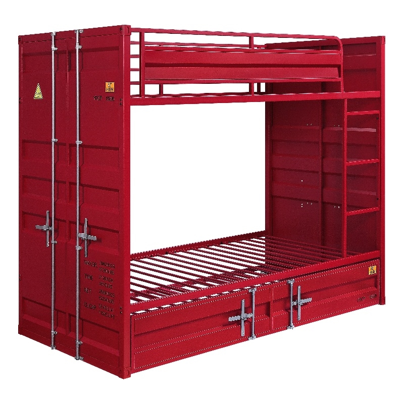 Metal Base Twin Turdle with Slat System and Cremon Bolts- Red