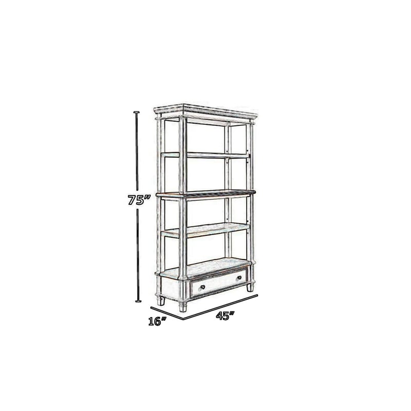Wooden Bookcase with 4 Tier Shelves and Bottom Drawer- Brown and White