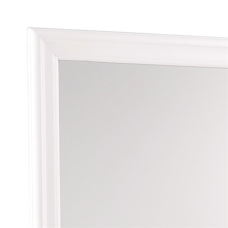 Transitional Square Mirror with Wooden Encasing and Convex Edges- White