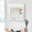 Transitional Square Mirror with Wooden Encasing and Convex Edges- White