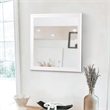 Transitional Square Mirror with Wooden Encasing and Convex Edges- White