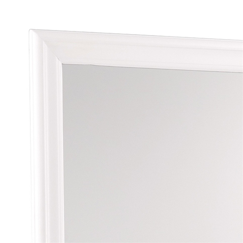 Transitional Square Mirror with Wooden Encasing and Convex Edges- White