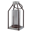 Geometric Lantern with Glass Hurricane- Set of 2- Black and Gray