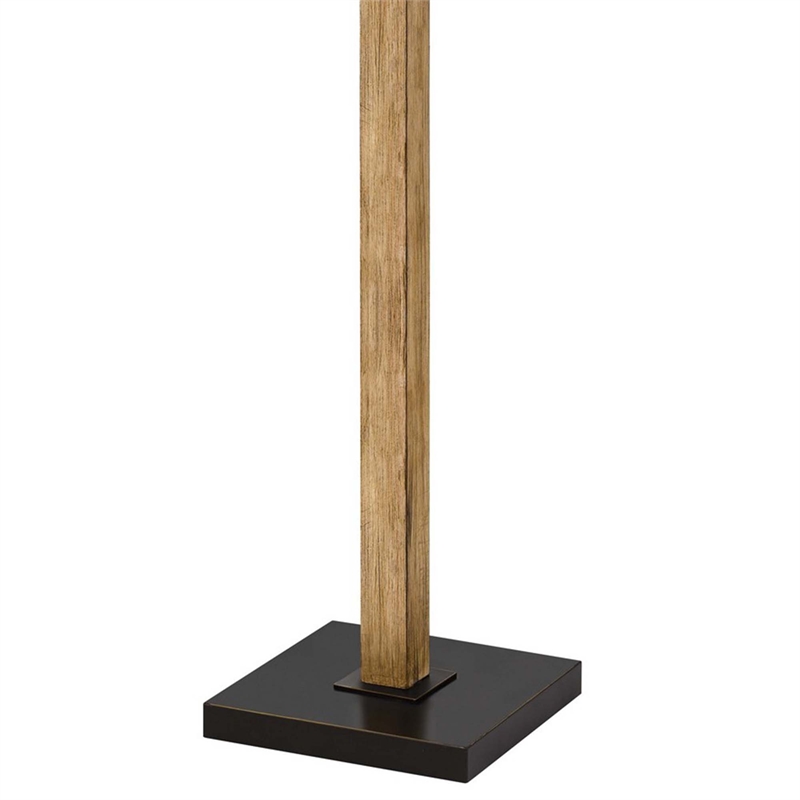 Wooden Floor Lamp with 3 Metal Mesh Shades- Brown and Black