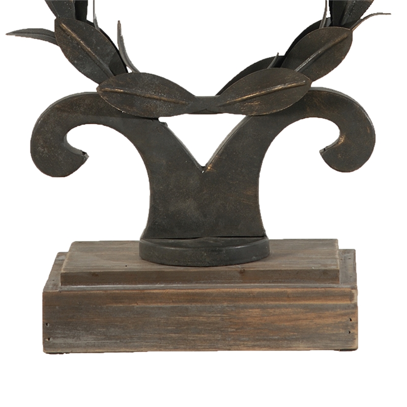 26 Inch Artisanal Table Lamp- Laurel Wreath Iron Frame- Off White- Black