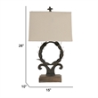 26 Inch Artisanal Table Lamp- Laurel Wreath Iron Frame- Off White- Black