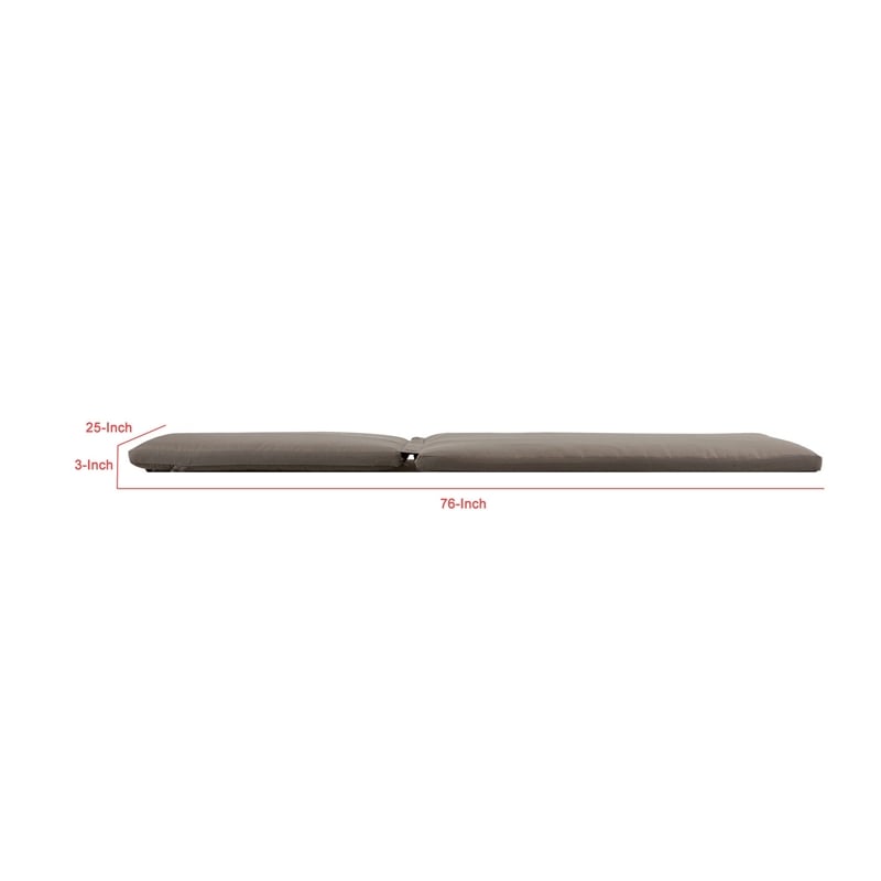 76 x 25 Outdoor Lounger Cushion- 2 Inch Thick Padding- Modern Gray Fabric