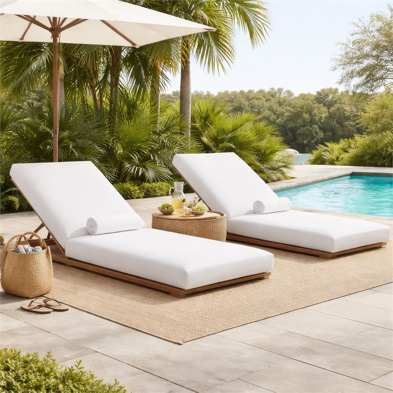 Edie 76 Inch Outdoor Lounger Cushion- White