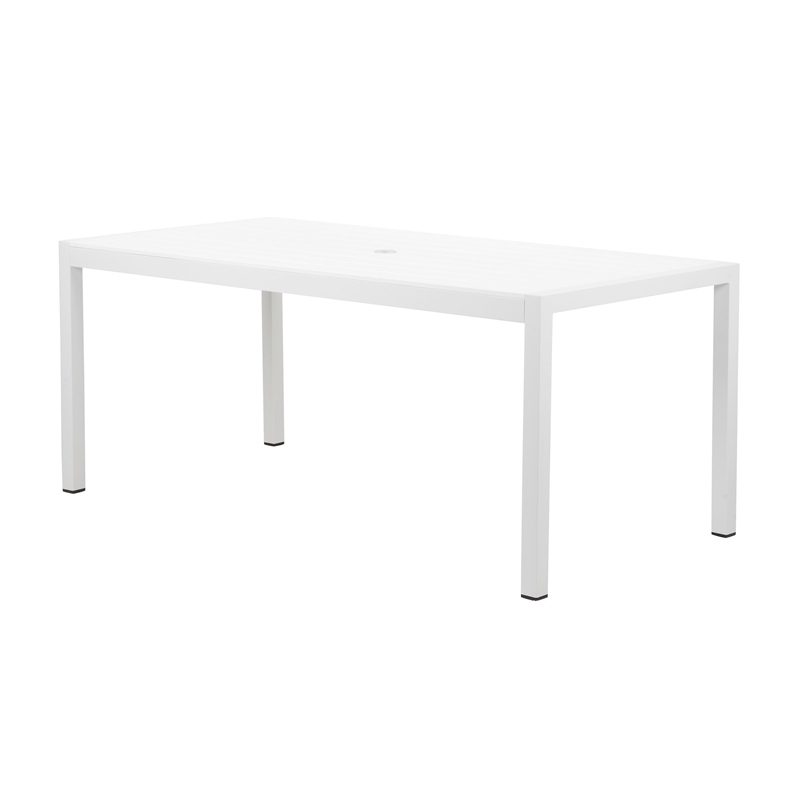 Fifi 71 Inch Outdoor Dining Table- Polyresin Top- White Aluminum Frame