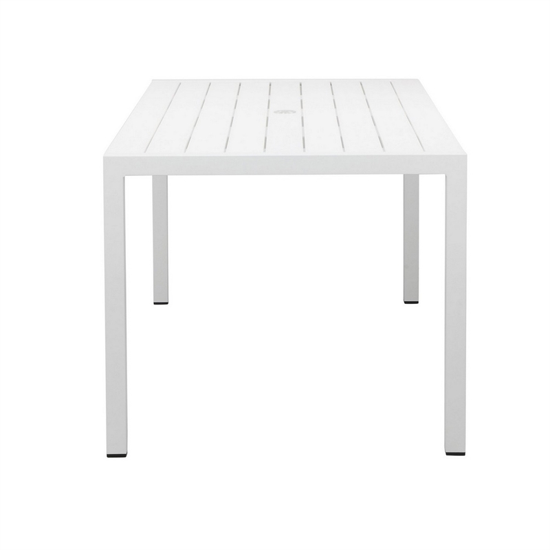 Fifi 71 Inch Outdoor Dining Table- Polyresin Top- White Aluminum Frame