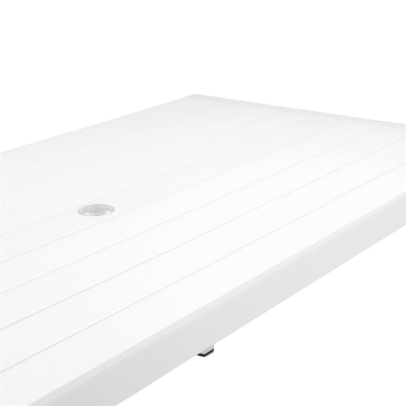 Fifi 71 Inch Outdoor Dining Table- Polyresin Top- White Aluminum Frame