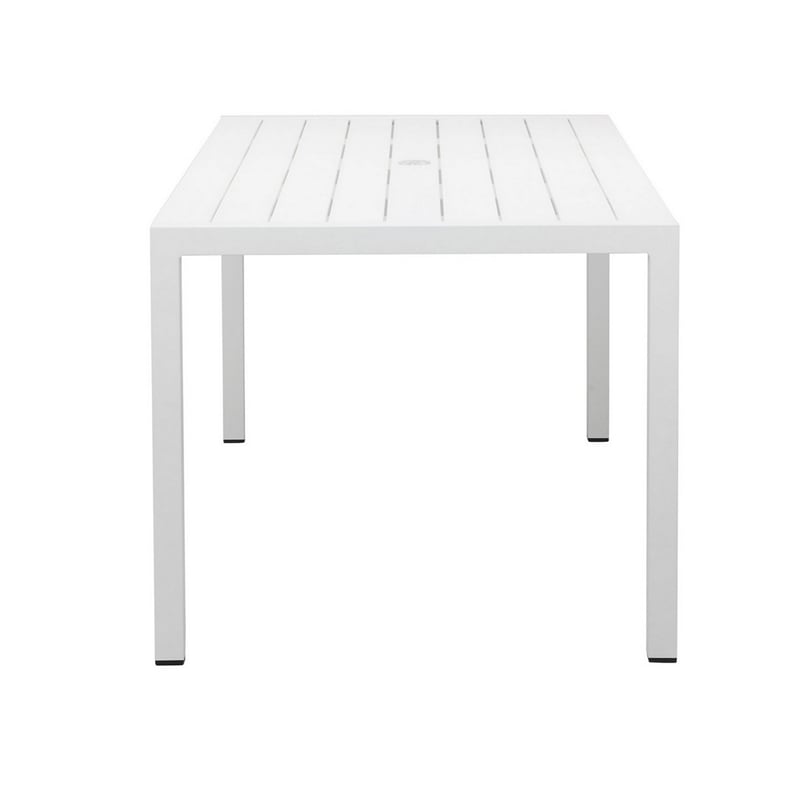 Fifi 71 Inch Outdoor Dining Table- Polyresin Top- White Aluminum Frame