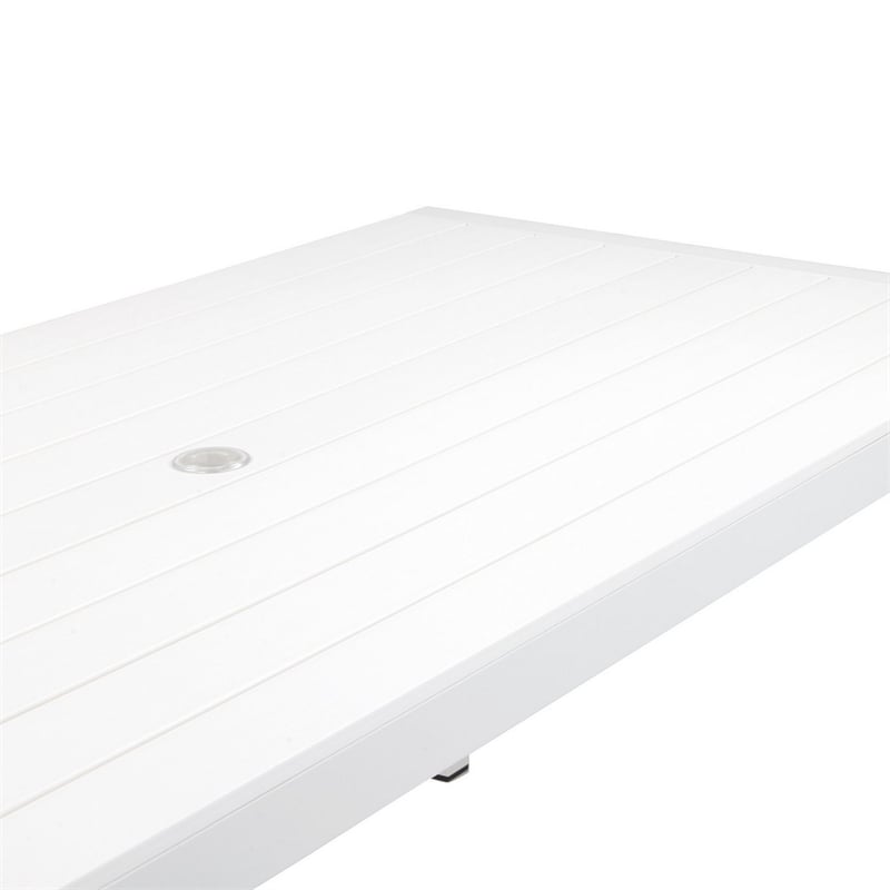 Fifi 71 Inch Outdoor Dining Table- Polyresin Top- White Aluminum Frame