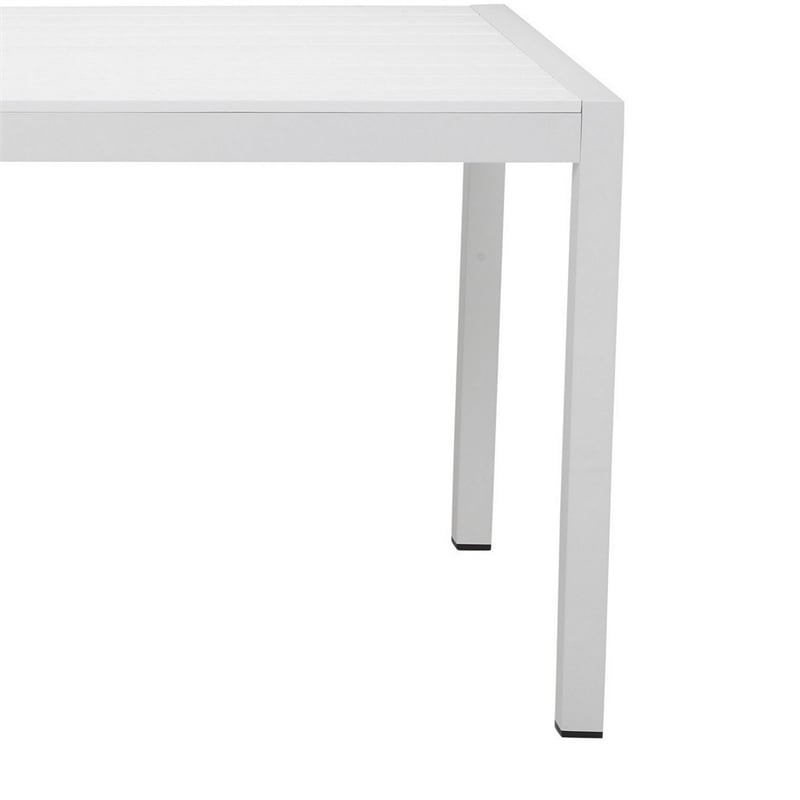 Fifi 71 Inch Outdoor Dining Table- Polyresin Top- White Aluminum Frame