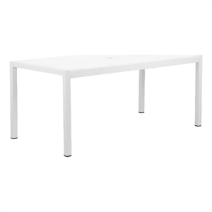 Fifi 71 Inch Outdoor Dining Table- Polyresin Top- White Aluminum Frame