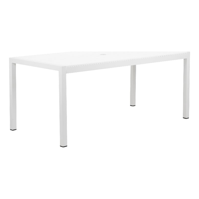 Fifi 71 Inch Outdoor Dining Table- Polyresin Top- White Aluminum Frame