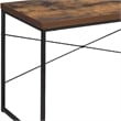 Rectangular Wooden Desk With Metal Base- Weathered Oak Brown And Black