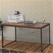 Rectangular Wooden Desk With Metal Base- Weathered Oak Brown And Black