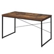 Rectangular Wooden Desk With Metal Base- Weathered Oak Brown And Black