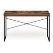 Rectangular Wooden Desk With Metal Base- Weathered Oak Brown And Black