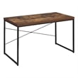 Rectangular Wooden Desk With Metal Base- Weathered Oak Brown And Black